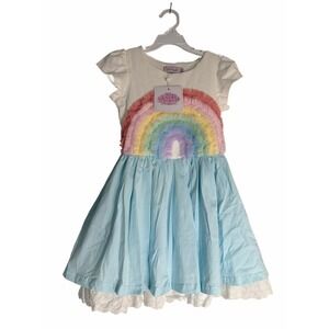 NWT Girl August Boutique Dress Tulle Rainbow Lined Colorful Party Sz 8